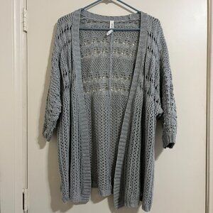 Aeropostale Womens Crochet knit Cardigan Sz Small Cottage Grandma Boho Festival